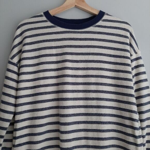 OLD NAVY Loose Cali-Fleece Terry Sweatshirt Tunic Crewneck Stripe Sz XS - Picture 3 of 13